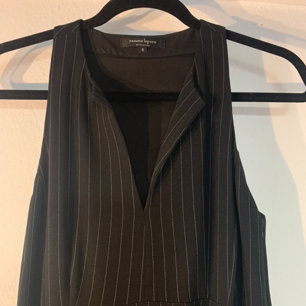 Black A-Line Dress with White Stripes